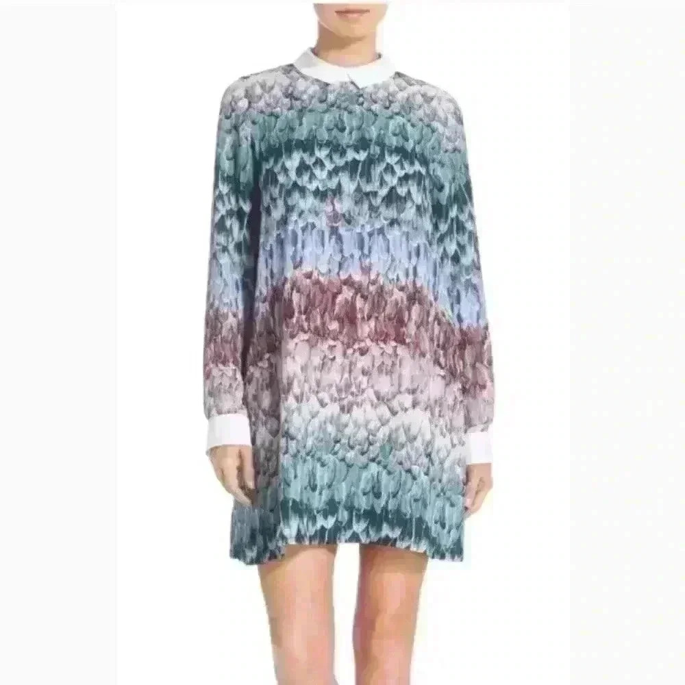 BCBGMaxAzria Feather Print w/ Collar Dress